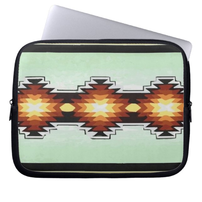 Vektor för Mexico Aztec stam- turkosmönster Laptop Fodral (Framsidan)