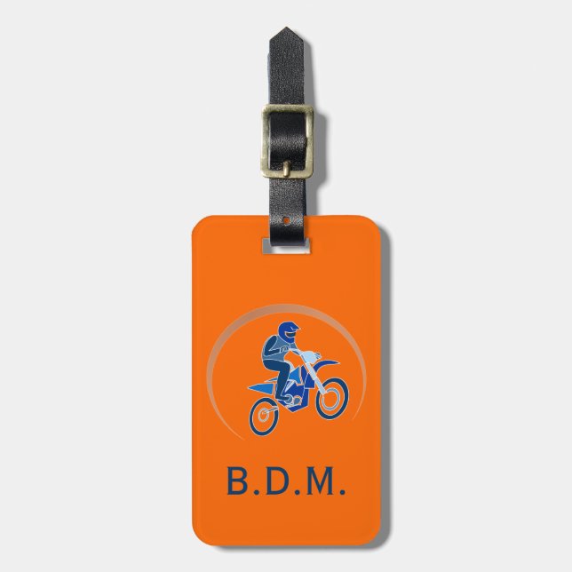 Vektor för Monogramsmutsbiker som cyklar Bagagebricka (Vertikal Framsida)