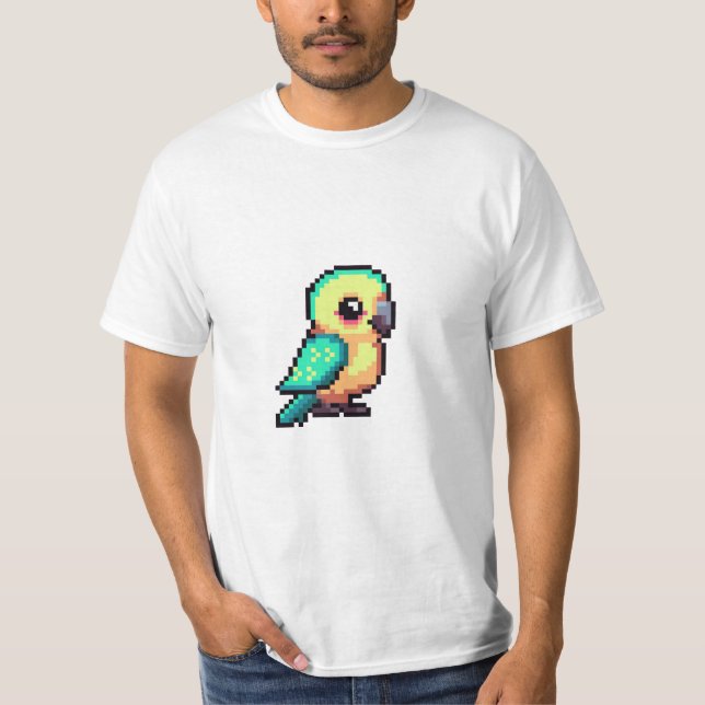 vektor-plan-design-pixel-art-parrot-fågel t shirt (Framsida)