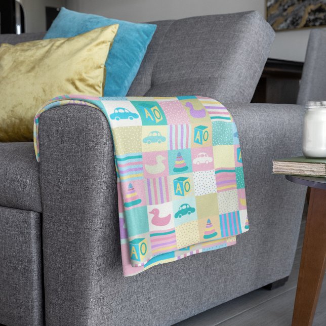 Vektor sommar mönster med palmer och hav fleecefilt (Vector Summer Pattern With Palms And Sea Fleece Blanket)