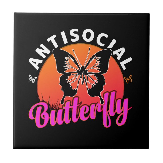 Vektorillustration av antisocial fjärilskonstrukti kakelplatta (Framsidan)