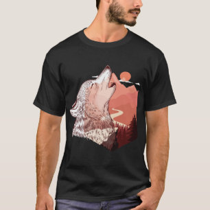 Vektorillustration av en lyftande varg liggande t shirt