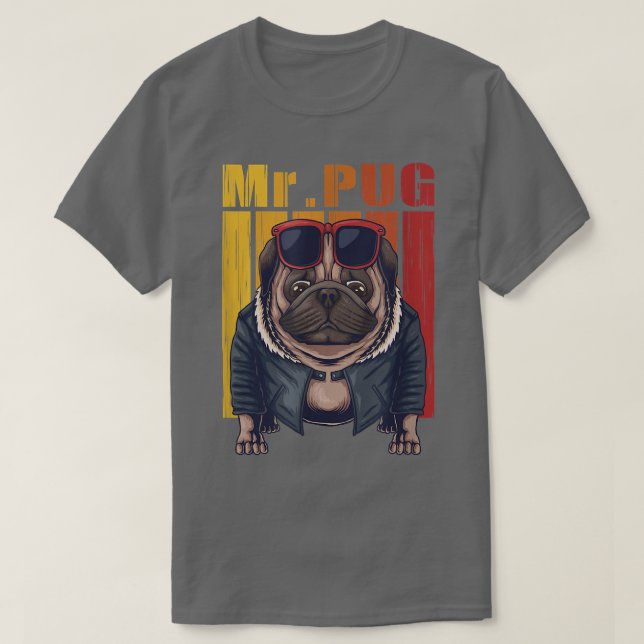 vektorillustration för pug hund-coola t shirt (Design framsida)