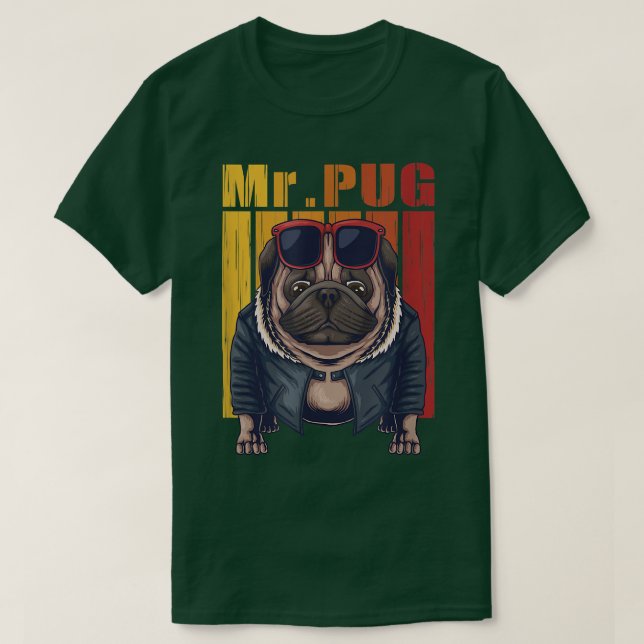 vektorillustration för pug hund-coola  t shirt (Design framsida)