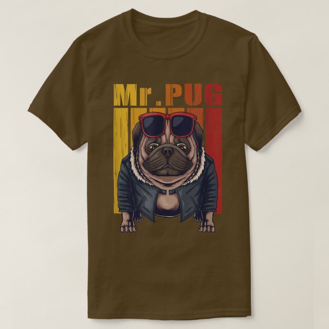 vektorillustration för pug hund-coola  t shirt (Design framsida)