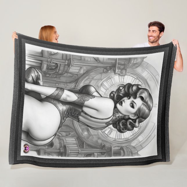 Velaria Retro Åge Pin Up Girl Porträtt Fleecefilt (På plats)