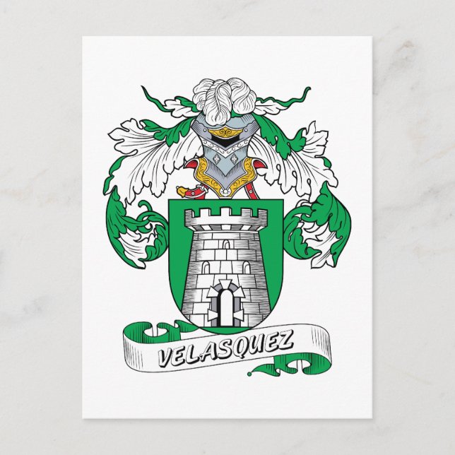 Velasquez Family Crest Vykort (Framsida)
