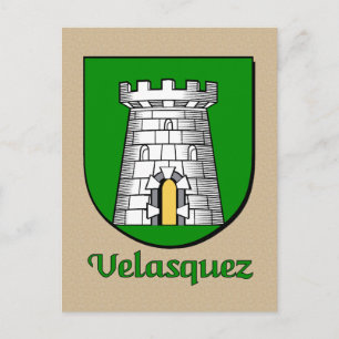 Velasquez Family Heraldic Shield Vykort
