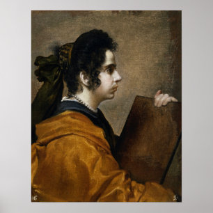 Velázquez - konstnärens fru i förklädnad som sibyl poster
