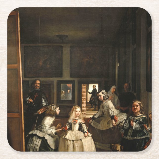 VELAZQUEZ - Las Meninas 1656 Underlägg Papper Kvadrat (Framsidan)