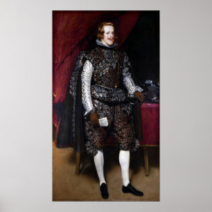 Velázquez - Philip IV av Spanien i Brown och Silve Poster