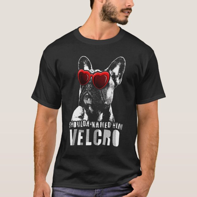 Velcro Fransk Bulldog Hund T Shirt (Framsida)