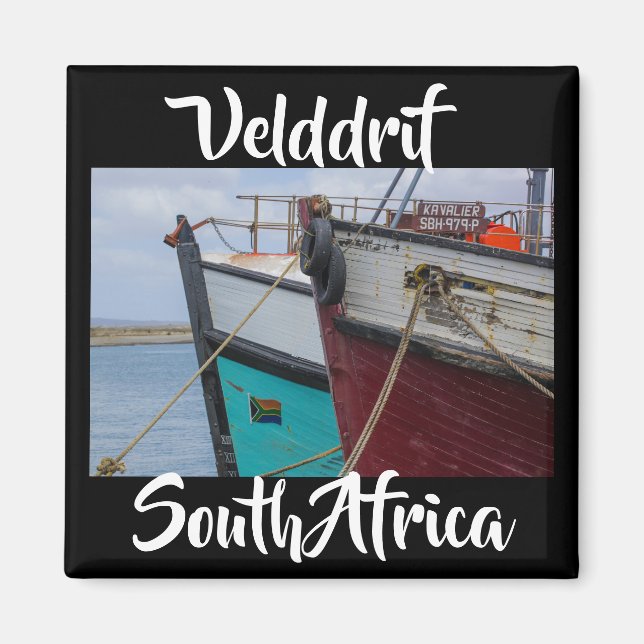 Velddrif South Afrika Frakt Boats Fishing Magnet (Framsidan)