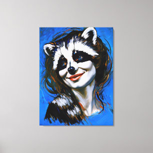 ’Velka Teyani’ Whispering Raccoon Trickster Canvastryck