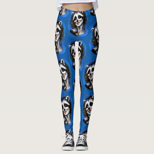 ’Velka Teyani’ Whispering Raccoon Trickster Leggings (Framsida)