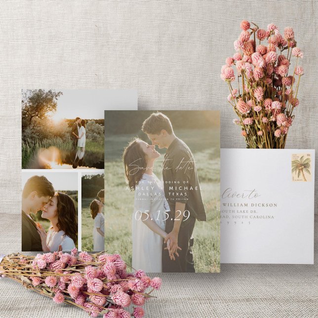 Vellum Letthand Lettered Typography 4 Photo Spara Datumet (Save the Date!)