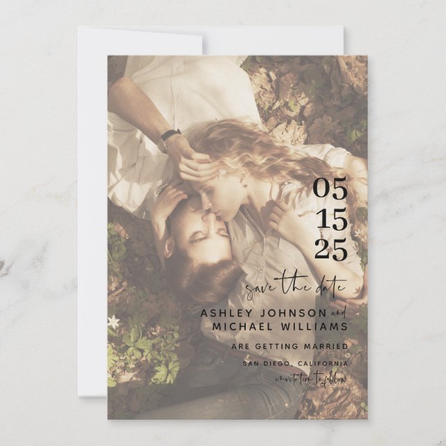 Vellum Letthand Lettered Typography Photo Spara Datumet (Framsida)