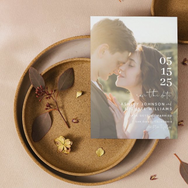 Vellum Letthand Lettered Typography Photo Spara Datumet (Save the Date for Our Big Day!)
