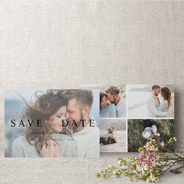 Vellum Overlay Elegant Modern 5 Photo Förlovning Spara Datumet