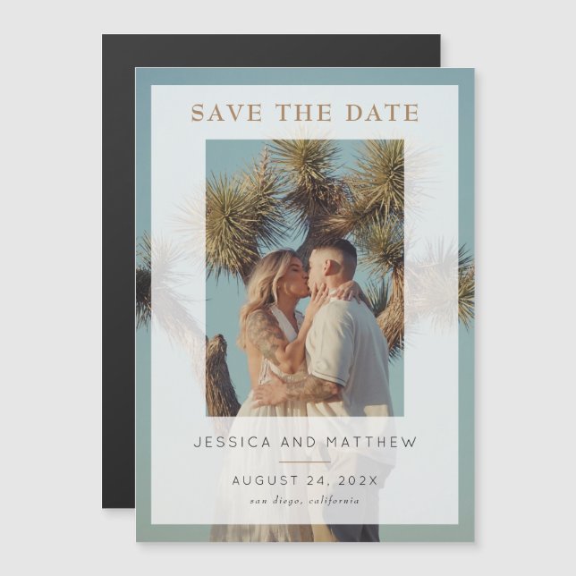Vellum Overlay Fullt Photo Save Date Magnetisk Inbjudningskort (Fram/baksida)