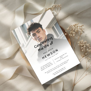 Vellum Overlay Photo Funeral Memorial Firande Inbjudningar