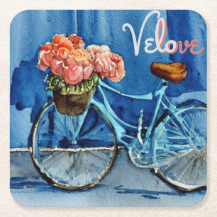 Velo Kärlek Cycling Underlägg Papper Kvadrat
