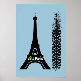 Velo Paris Bike Eiffel Torn Poster