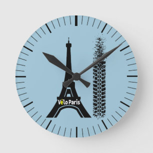 Velo Paris Bike Eiffel Torn Rund Klocka