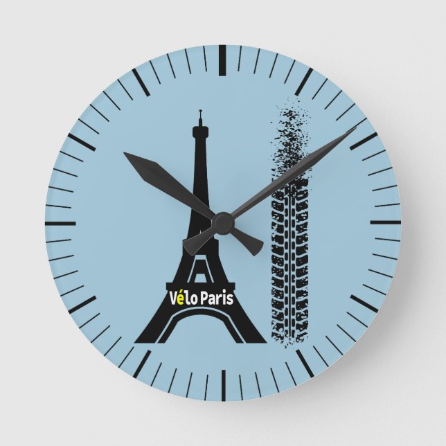 Velo Paris Bike Eiffel Torn Rund Klocka (Framsida)