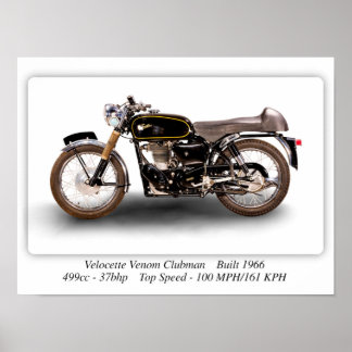 Velocette Venom Clubman 1966 Motorcykel - A3 Poster