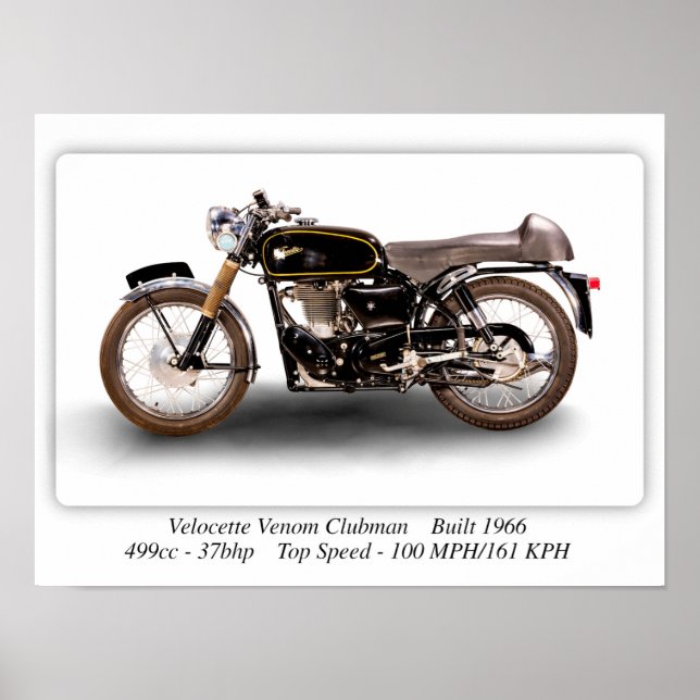 Velocette Venom Clubman 1966 Motorcykel - A3 Poster (Framsidan)