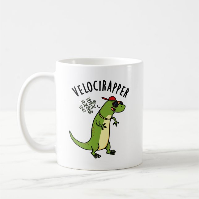 Veloci-rapper Funny Dinosaur Pun Kaffemugg (Vänster)