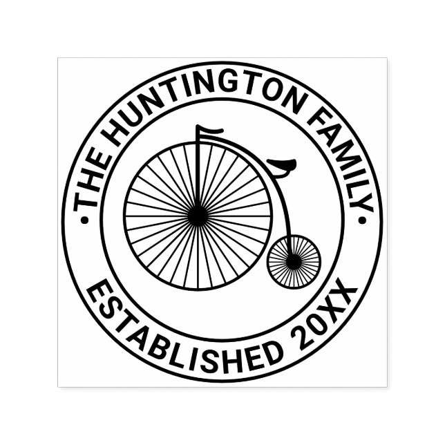 Velociped Penny Farthing Familjenamn Datum Etab Självfärgande Stämpel (Design)