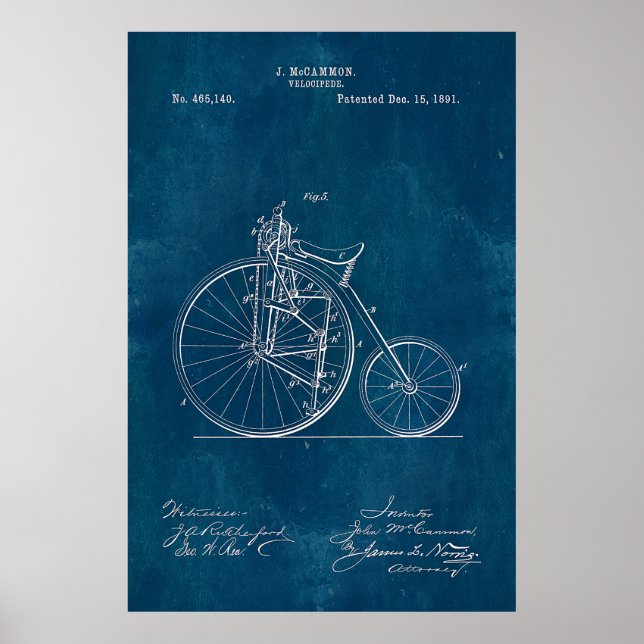 Velocipede Blueprint Poster (Framsidan)