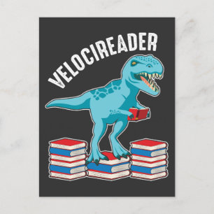 Velociraptor Bokläser Rolig Dinosaurie Student Vykort