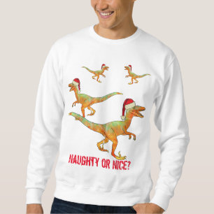 Velociraptor Dinosaur Rolig jul slogan Lång Ärmad Tröja