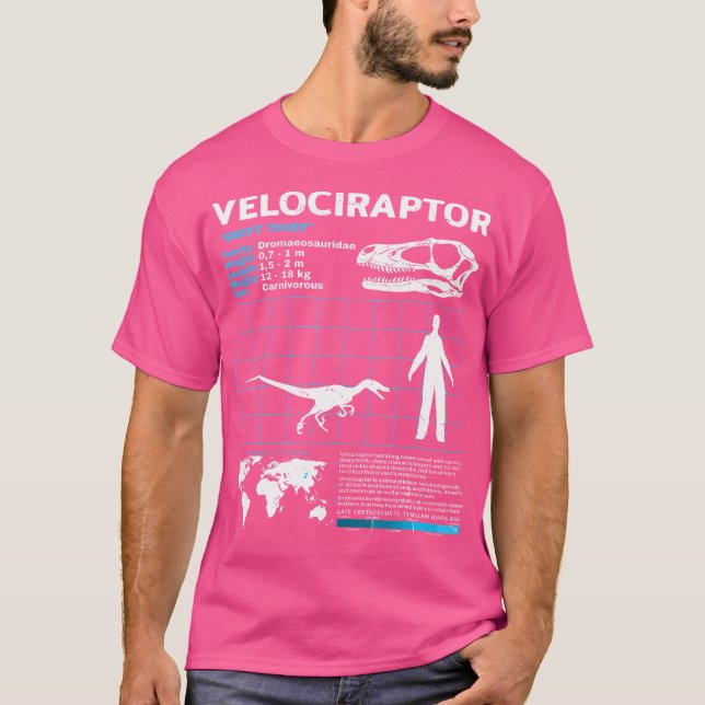 Velociraptor Fact Lakan Dinosaur Facts T Shirt (Framsida)