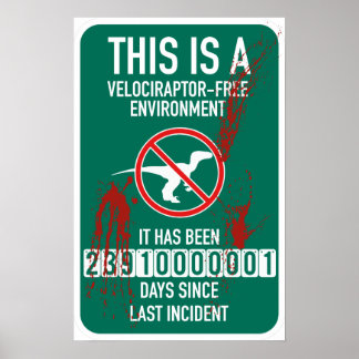 Velociraptor Ocident Free Sign (blodspridd) Poster