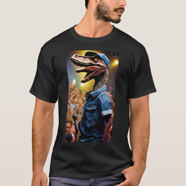 Velociraptor Rap Star T-Shirt Design (Framsida)