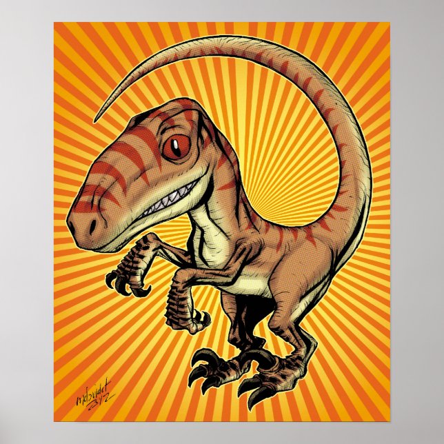 Velociraptor Raptor Dinosaur från Marco D Carillo Poster (Framsidan)