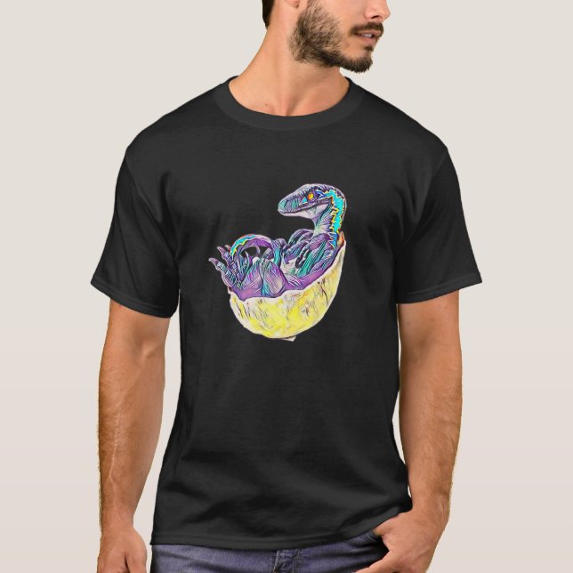 Velociraptor Raptor Dinosaur T Shirt (Framsida)