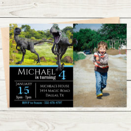 Velociraptor Raptor Photo Birthday Inbjudningar