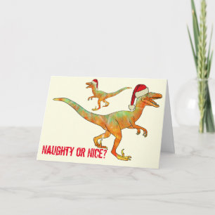 Velociraptor Rolig Festlig Tomte Raptor Dinosaurie Kort