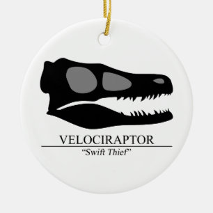 Velociraptor Skull Julgransprydnad Keramik