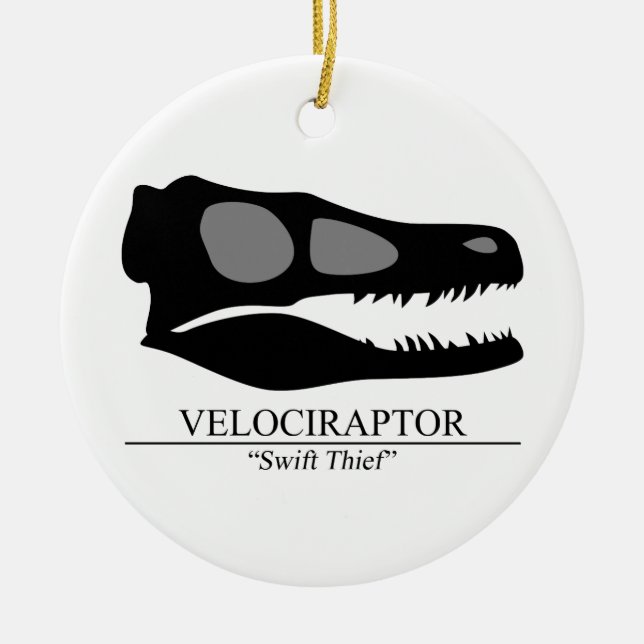Velociraptor Skull Julgransprydnad Keramik (Framsidan)