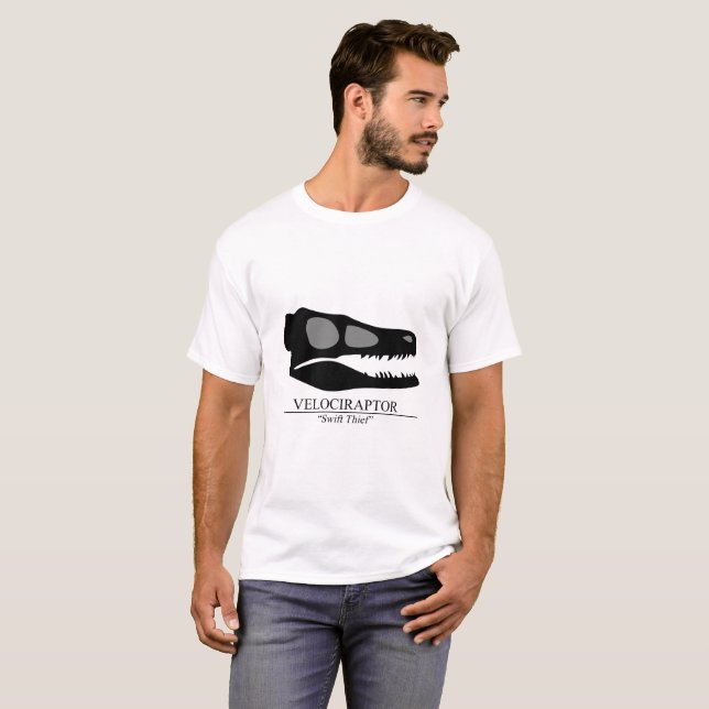 Velociraptor Skull Tee Shirt (Hel framsida)