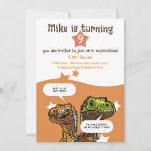 Velociraptor-Thated Dino-Loving Boys' Birthday Inbjudningar