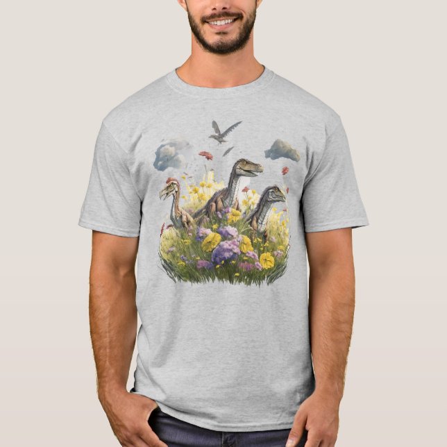 Velociraptorer i en Meadow T Shirt (Framsida)