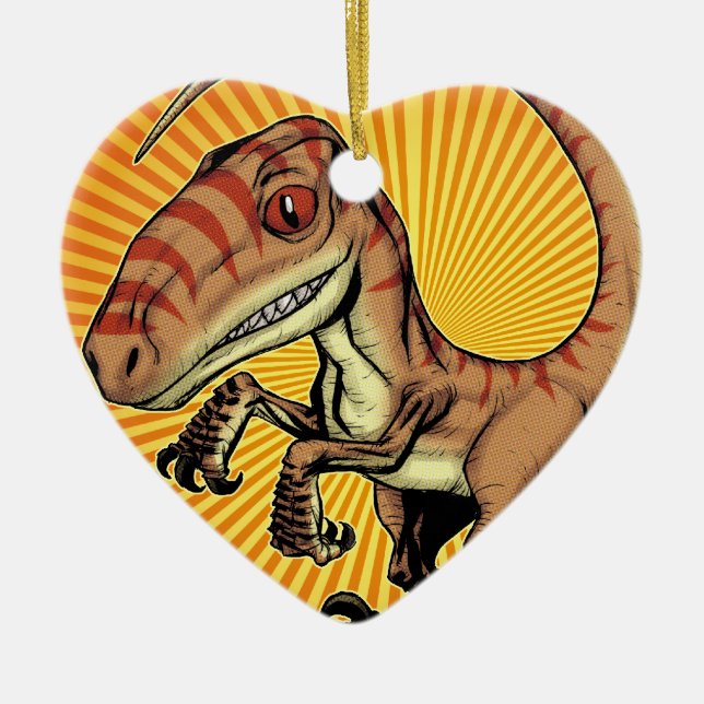 VelociraptorrovfågelDinosaur av Marco D Carillo Julgransprydnad Keramik (Framsidan)