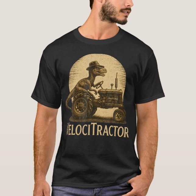 Velocitractor Rolig Dinosaur Jordbrukstraktor Mash T Shirt (Framsida)